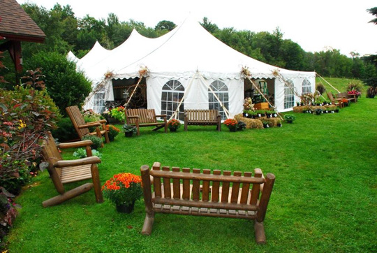 We offer our beautiful high peak tents for weddings at Sterling Ridge which